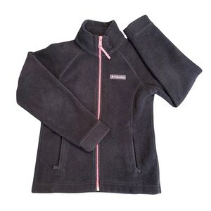 Columbia Kids Fleece Jacket - Charcoal with Pink Accent